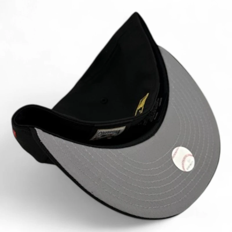 Los Angeles Dodgers Black and Gold Metallic Script 1st LA WS Patch Gray UV New Era 59FIFTY Fitted Hat