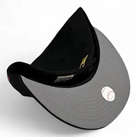 Los Angeles Dodgers Black and Gold Metallic Script 1st LA WS Patch Gray UV New Era 59FIFTY Fitted Hat