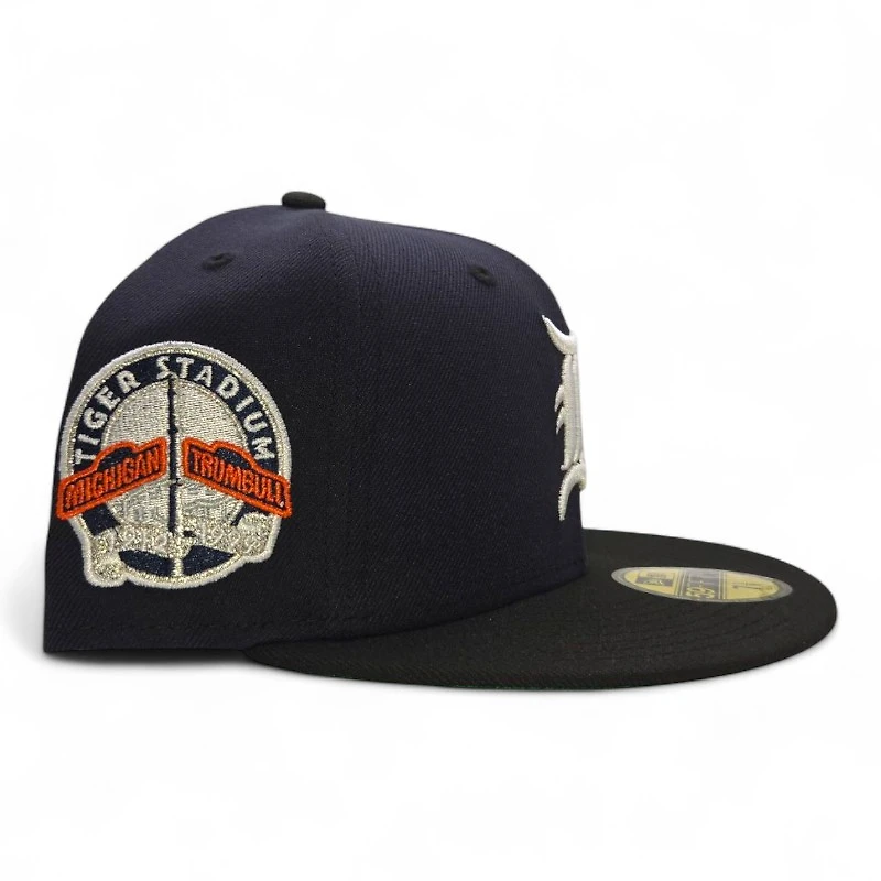 Detroit Tigers Navy and Black Tiger Stadium Patch Green UV New Era 59FIFTY Fitted Hat