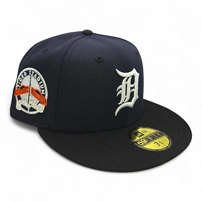 Detroit Tigers Navy and Black Tiger Stadium Patch Green UV New Era 59FIFTY Fitted Hat