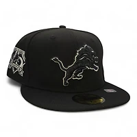 Detroit Lions White on Black 75 Seasons Patch Gray UV New Era 59FIFTY Fitted Hat