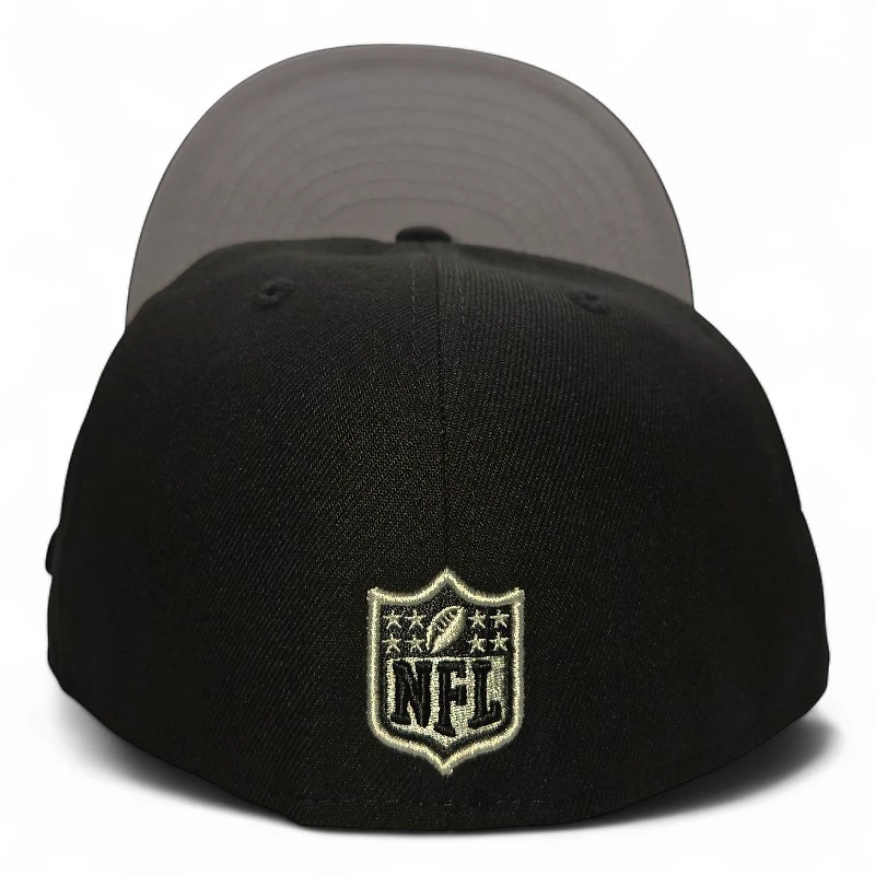 Detroit Lions White on Black 75 Seasons Patch Gray UV New Era 59FIFTY Fitted Hat