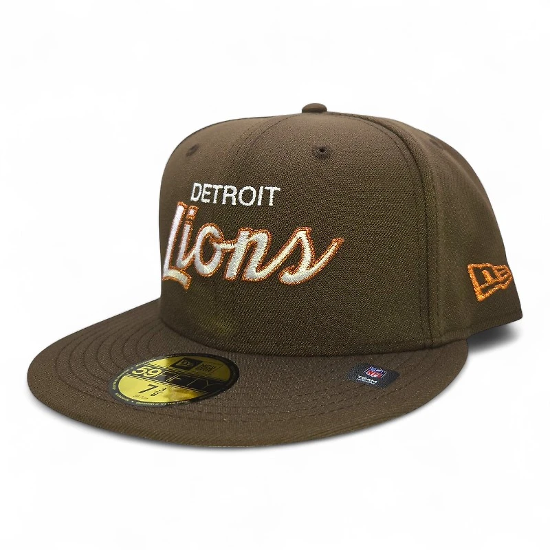 Detroit Lions Brown and Orange with Gray UV New Era 59FIFTY Fitted Hat