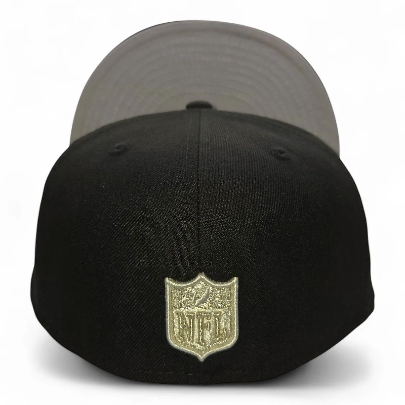 Detroit Lions Cream on Black Logo Patch Gray UV New Era 59FIFTY Fitted Hat