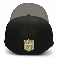 Detroit Lions Cream on Black Logo Patch Gray UV New Era 59FIFTY Fitted Hat