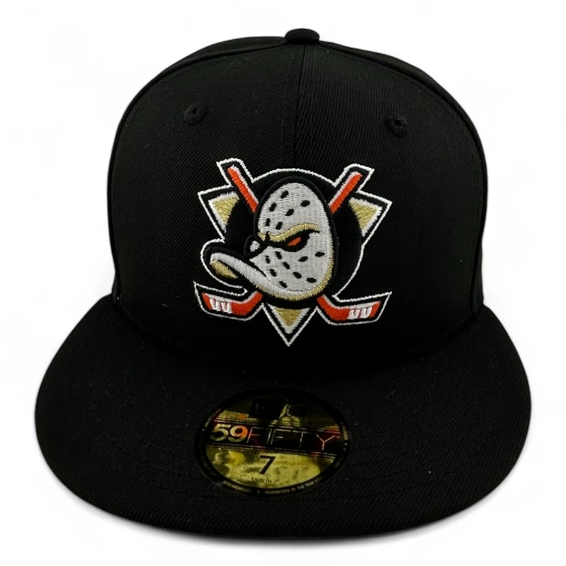 Anaheim Ducks Black and Gold Metallic 2007 Stanley Cup Champs Patch Gray UV NHL New Era 59FIFTY Fitted Hat