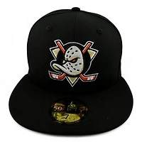Anaheim Ducks Black and Gold Metallic 2007 Stanley Cup Champs Patch Gray UV NHL New Era 59FIFTY Fitted Hat