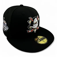 Anaheim Ducks Black and Gold Metallic 2007 Stanley Cup Champs Patch Gray UV NHL New Era 59FIFTY Fitted Hat