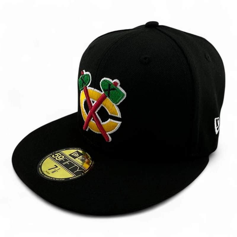 Chicago Blackhawks Black Minnesota Stadium Series Patch Red UV NHL New Era 59FIFTY Fitted Hat