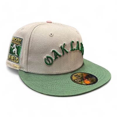 Oakland Athletics Stone Grey and Green Ricky Henderson Field Patch Pink UV New Era 59FIFTY Fitted Hat