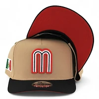 Mexico Khaki Brown and Black Flag Patch "2025 Cinco De Mayo" Red UV New Era 9FIFTY A-Frame Snapback Hat