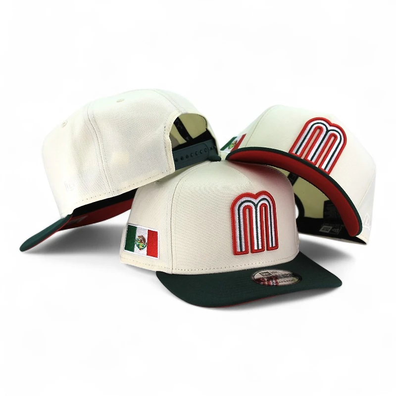Mexico Chrome and Dark Green Flag Patch "2025 Cinco De Mayo" Red UV New Era 9FIFTY A-Frame Snapback Hat
