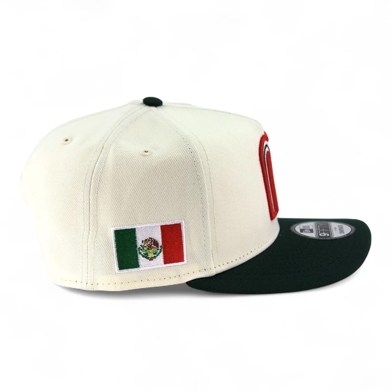 Mexico Chrome and Dark Green Flag Patch "2025 Cinco De Mayo" Red UV New Era 9FIFTY A-Frame Snapback Hat