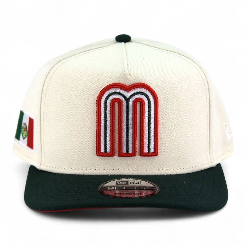 Mexico Chrome and Dark Green Flag Patch "2025 Cinco De Mayo" Red UV New Era 9FIFTY A-Frame Snapback Hat