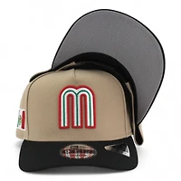 Mexico Camel Brown and Black Flag Patch "2025 Cinco De Mayo" Grey UV New Era 9FIFTY A-Frame Snapback Hat