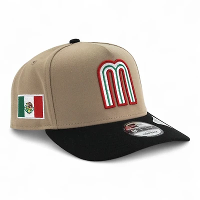 Mexico Camel Brown and Black Flag Patch "2025 Cinco De Mayo" Grey UV New Era 9FIFTY A-Frame Snapback Hat