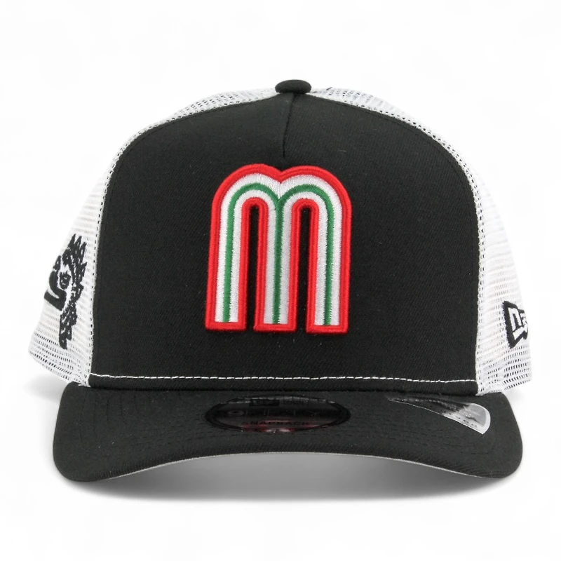 Mexico Black and White Mesh Aztec Patch "2025 Cinco De Mayo" Grey UV New Era 9FIFTY A-Frame Snapback Hat