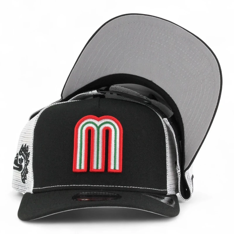 Mexico Black and White Mesh Aztec Patch "2025 Cinco De Mayo" Grey UV New Era 9FIFTY A-Frame Snapback Hat