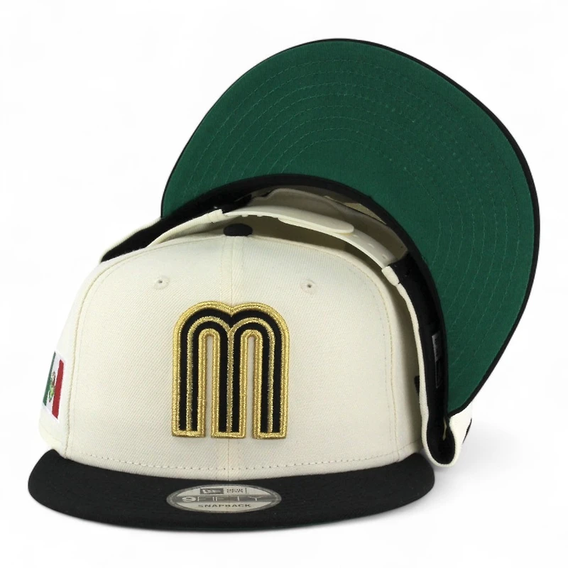 Mexico Chrome and Black Flag Patch "2025 Cinco De Mayo" Green UV New Era 9FIFTY Snapback Hat