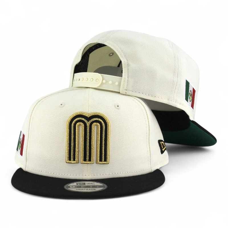 Mexico Chrome and Black Flag Patch "2025 Cinco De Mayo" Green UV New Era 9FIFTY Snapback Hat