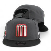 Mexico Graphite and Black Flag Patch "2025 Cinco De Mayo" Black UV New Era 9FIFTY Snapback Hat