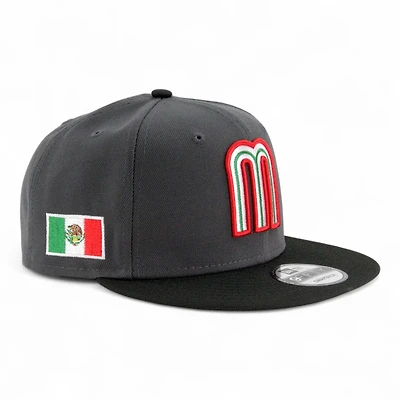 Mexico Graphite and Black Flag Patch "2025 Cinco De Mayo" Black UV New Era 9FIFTY Snapback Hat