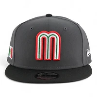 Mexico Graphite and Black Flag Patch "2025 Cinco De Mayo" Black UV New Era 9FIFTY Snapback Hat