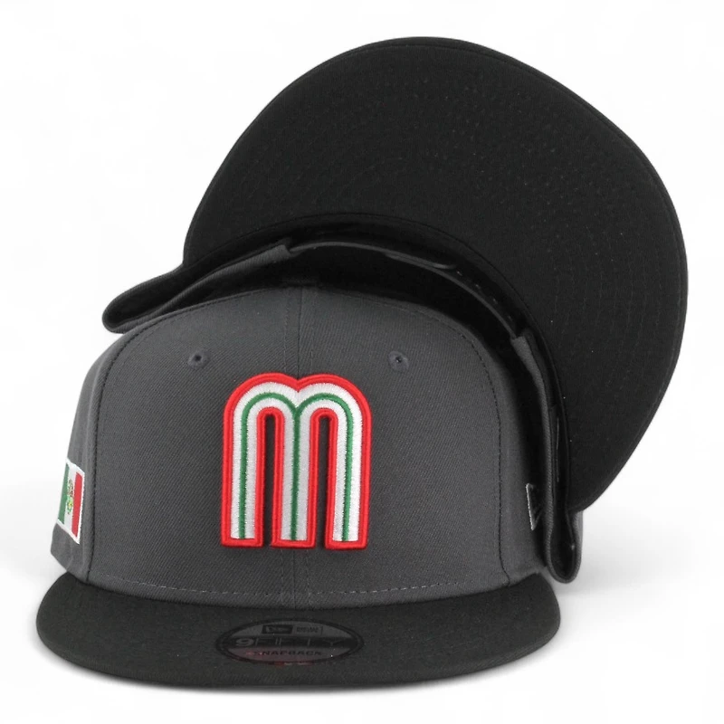 Mexico Graphite and Black Flag Patch "2025 Cinco De Mayo" Black UV New Era 9FIFTY Snapback Hat