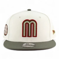 Mexico Chrome and Olive Green Aztec Patch "2025 Cinco De Mayo" Red UV New Era 9FIFTY Snapback Hat