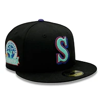Seattle Mariners Black and Teal 30th Anniversary Patch Gray UV New Era 59FIFTY Fitted Hat