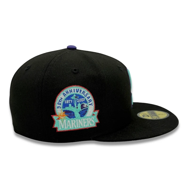 Seattle Mariners Black and Teal 30th Anniversary Patch Gray UV New Era 59FIFTY Fitted Hat