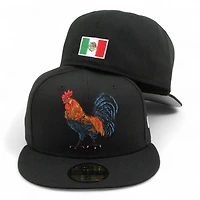 Black Rooster "El Gallo" Mexico Flag Patch "2025 Cinco De Mayo" Grey UV New Era 59FIFTY Fitted Hat