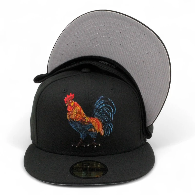 Black Rooster "El Gallo" Mexico Flag Patch "2025 Cinco De Mayo" Grey UV New Era 59FIFTY Fitted Hat
