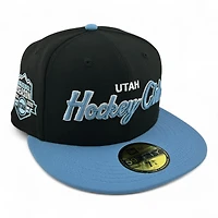 Utah Hockey Club Black and Blue Script Inaugural Season Patch Gray UV New Era 59FIFTY Fitted Hat