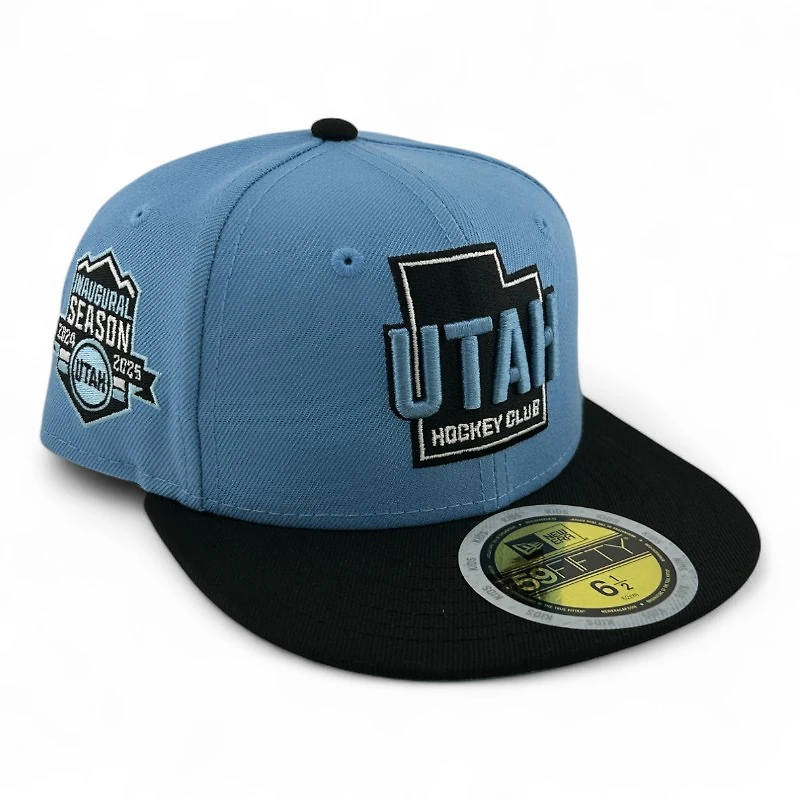 Youth Utah Hockey Club Blue and Black State Logo Inaugural Patch UV New Era 59FIFTY Fitted Hat