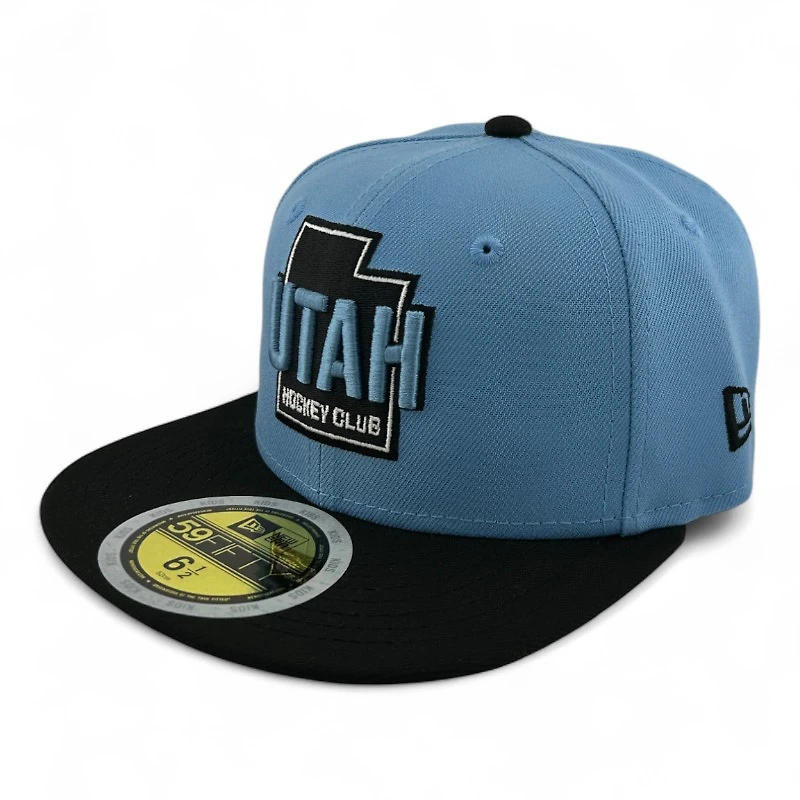 Youth Utah Hockey Club Blue and Black State Logo Inaugural Patch UV New Era 59FIFTY Fitted Hat
