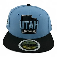 Youth Utah Hockey Club Blue and Black State Logo Inaugural Patch UV New Era 59FIFTY Fitted Hat