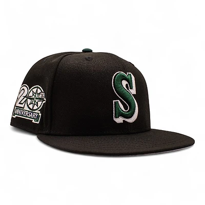 Seattle Mariners Black 20th Anniversary Patch Grey UV New Era 59Fifty Fitted Hat