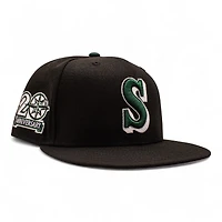 Seattle Mariners Black 20th Anniversary Patch Grey UV New Era 59Fifty Fitted Hat