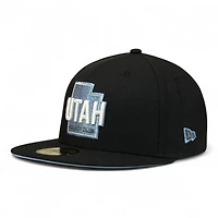 Utah Hockey Club Black Western Conference Patch Icy Blue UV NHL New Era 59FIFTY Fitted Hat