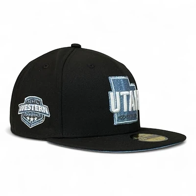 Utah Hockey Club Black Western Conference Patch Icy Blue UV NHL New Era 59FIFTY Fitted Hat