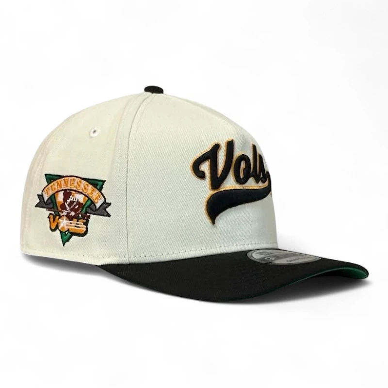 Tennessee Volunteers Chrome and Black Script New Era 9FIFTY A-Frame Snapback Hat