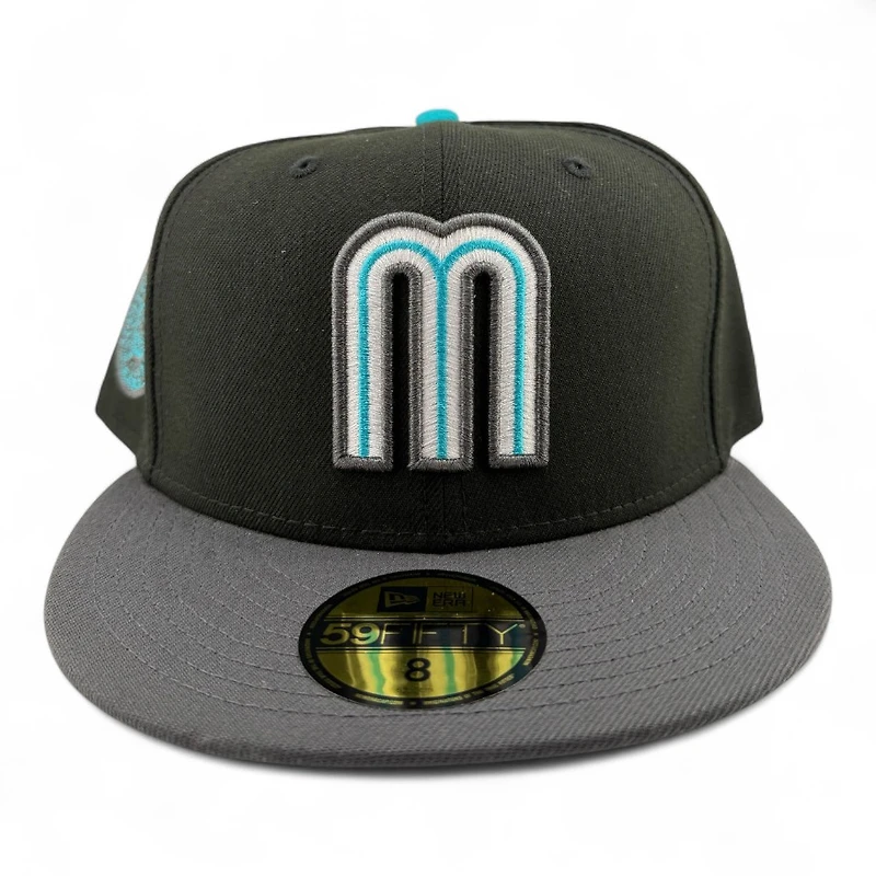 Mexico Black Teal and Graphite Aztec Patch Gray UV New Era 59FIFTY Fitted Hat