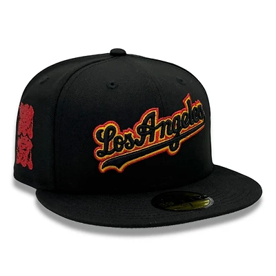 Los Angeles Dodgers Black Script Tokyo Series Patch Gray UV New Era 59FIFTY Fitted Hat