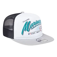Seattle Mariners White and Gray Retro Script New Era 9FIFTY A-Frame Snapback Hat