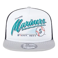 Seattle Mariners White and Gray Retro Script New Era 9FIFTY A-Frame Snapback Hat