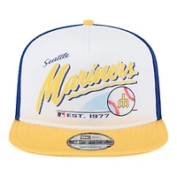 Seattle Mariners Yellow and Blue Retro Script New Era 9FIFTY A-Frame Snapback Hat