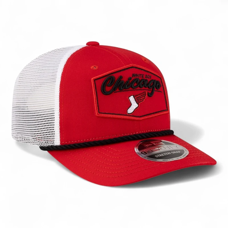 Chicago White Sox Red and White Trucker Mesh Roper 2025 City Connect New Era 9SEVENTY Adjustable Hat