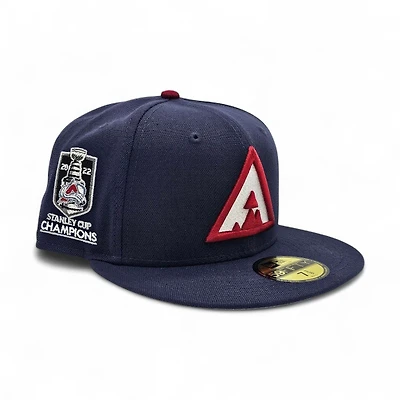 Colorado Avalanche Light Navy Leon the Lab 2022 Stanely Cup Patch Grey UV New Era 59FIFTY Fitted Hat