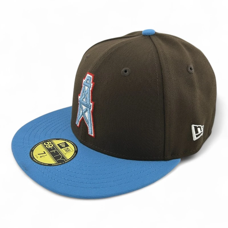 Houston Oilers Walnut and Rad Blue 75 Years Patch Green UV New Era 59FIFTY Fitted Hat